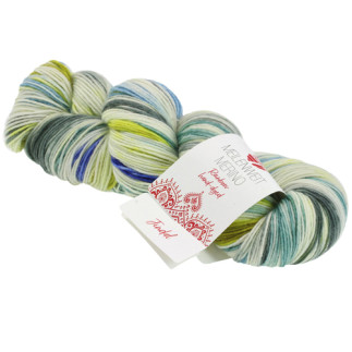 Lana Grossa - Meilenweit 100 Hand-Dyed olive-raw white-mint (7004)