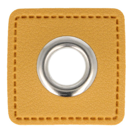 Œillet sur cuir artificiel jaune doré 8 mm argent