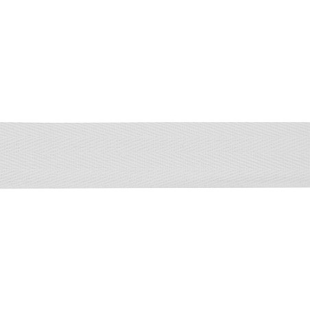 Baumwollband Twill chevron -  20mm weiss (902)