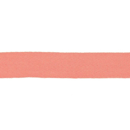 Ruban de coton sergé chevron - 20 mm corail (940)