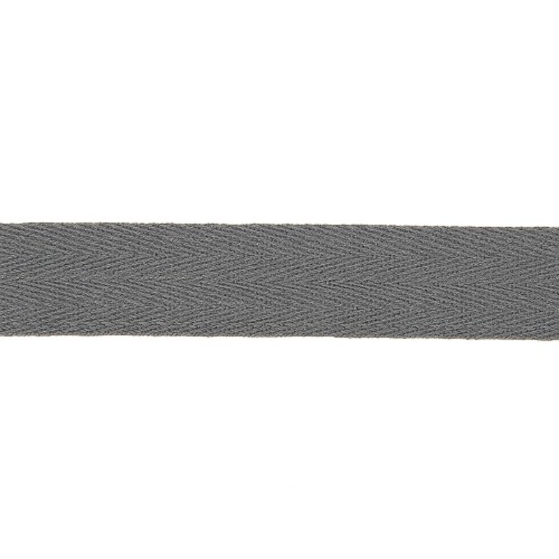 Cotton ribbon twill chevron -  20mm dark grey