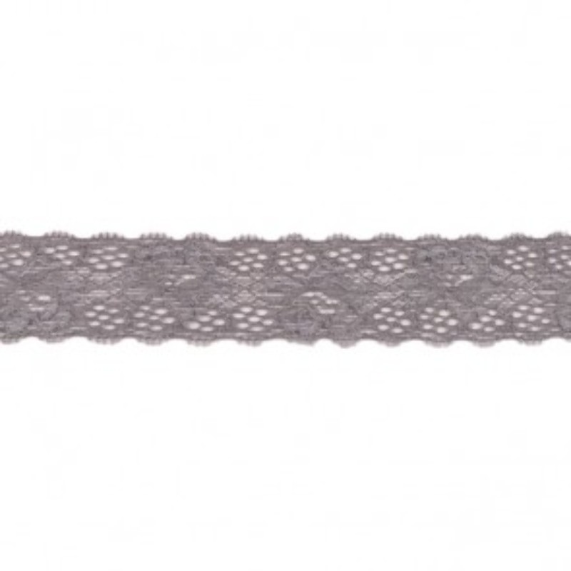 tissu de dentelle élastique 30 mm gris foncé