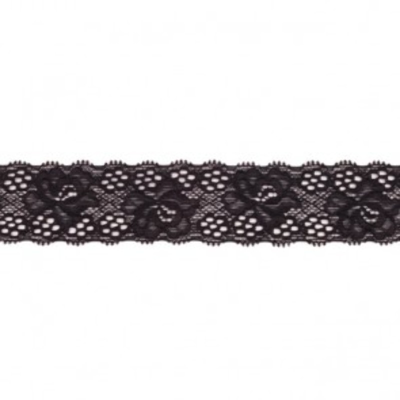 tissu de dentelle élastique 30 mm noir
