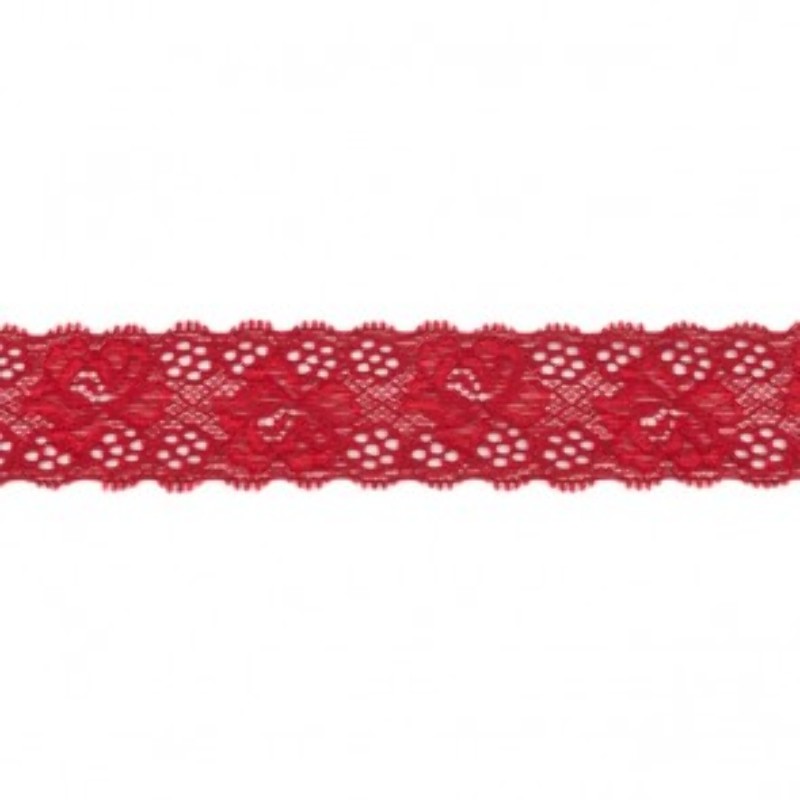 tissu de dentelle élastique 30 mm bordeaux