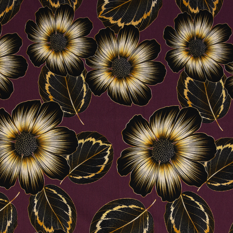 Modal French Terry - Murcia Flowers plum