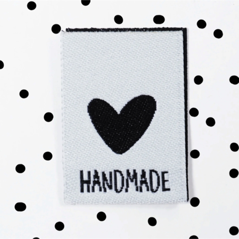 Woven Label - Coeur handmade blanc