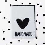 Woven Label - Heart handmade white