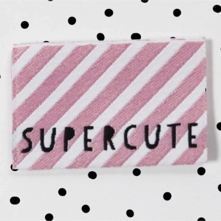 Woven Label - Supercute rosa/weiss