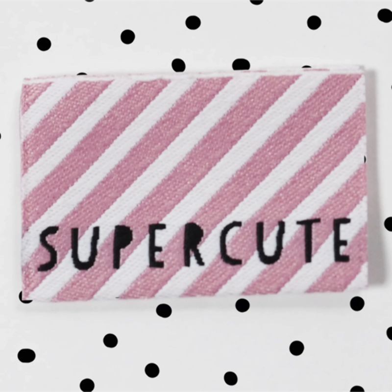 Woven Label - Supercute rosa/weiss