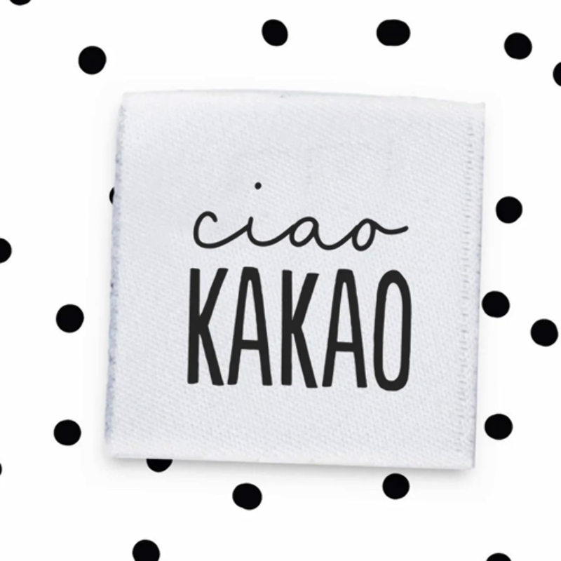 Woven Label - Mini ciao cocoa white