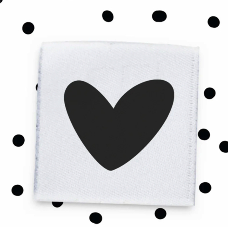 Woven Label - Mini heart white