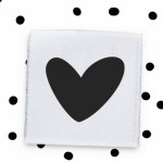 Woven Label - Mini coeur blanc