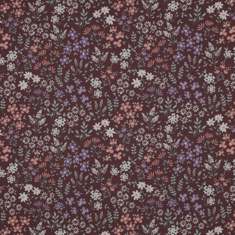 Coton enduit acrylique - Flowers mauve