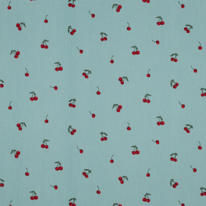 Acrylic oilcloth - cherries mint