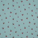 tissu enduite cirée acrylique - cerises menthe