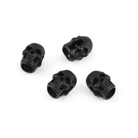 Embout de cordon - crâne en métal noir mat - 1 pièce.