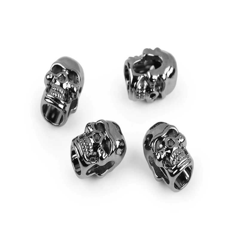 Cord end - metal Skull gunmetal - 1 pc.