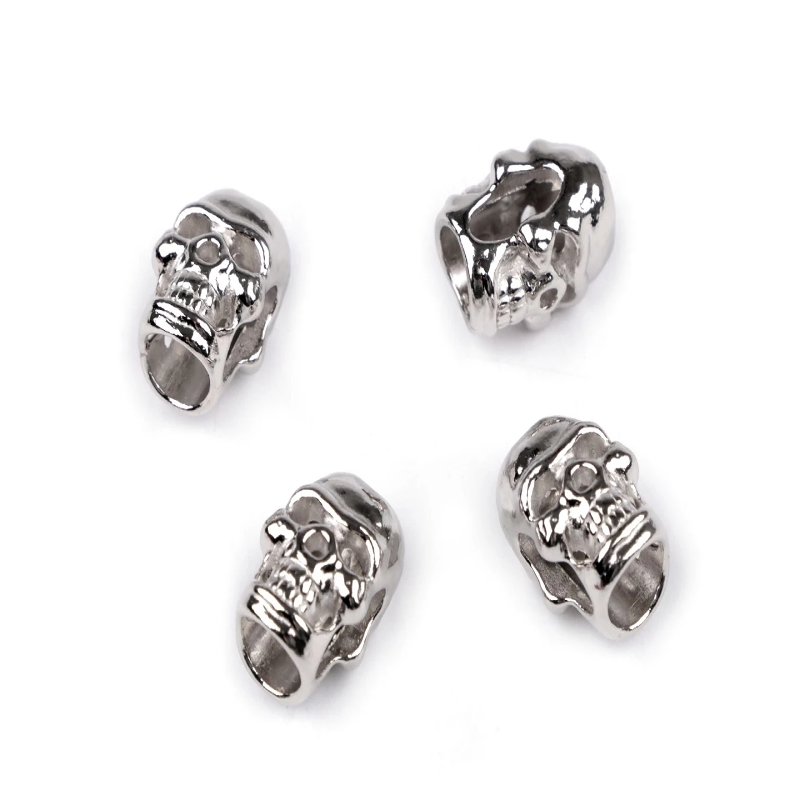 Embout de cordon - métal Crâne argenté - 1 pc.