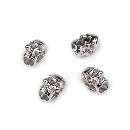 Cord end - metal Skull silver - 1 pc.