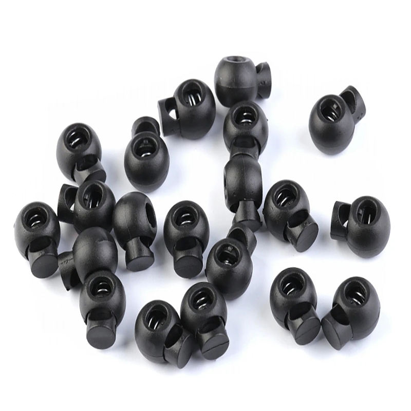 Arrêt de cordon petit rond 15 mm noir