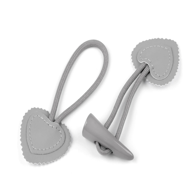 Duffle coat toggle clasp - heart grey