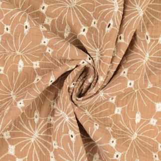 Mousseline - Broderie Rayons camel