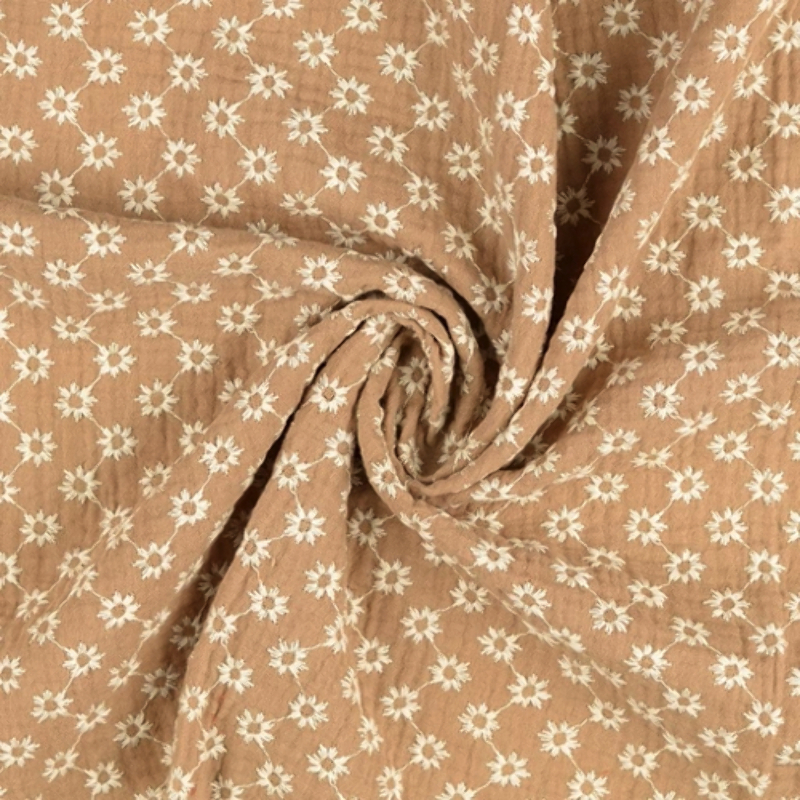 double gaze - Broderie Fleurs Camel