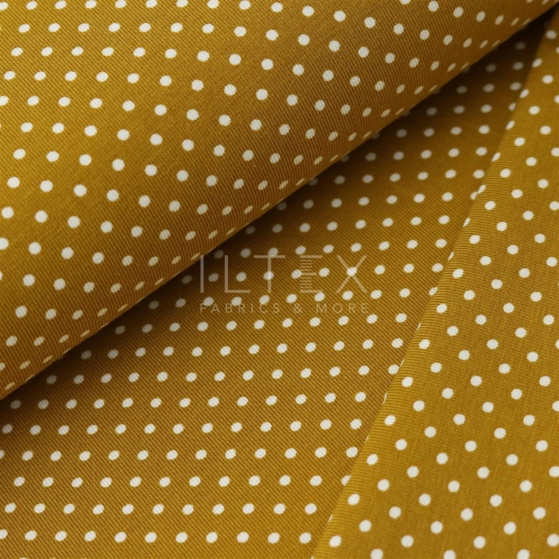 Jersey Knit - Pin dots mustard