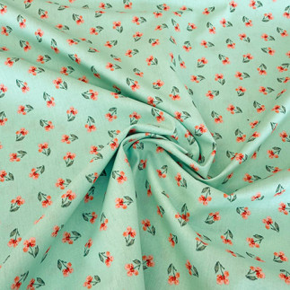 Organic Cotton - Flowers mint