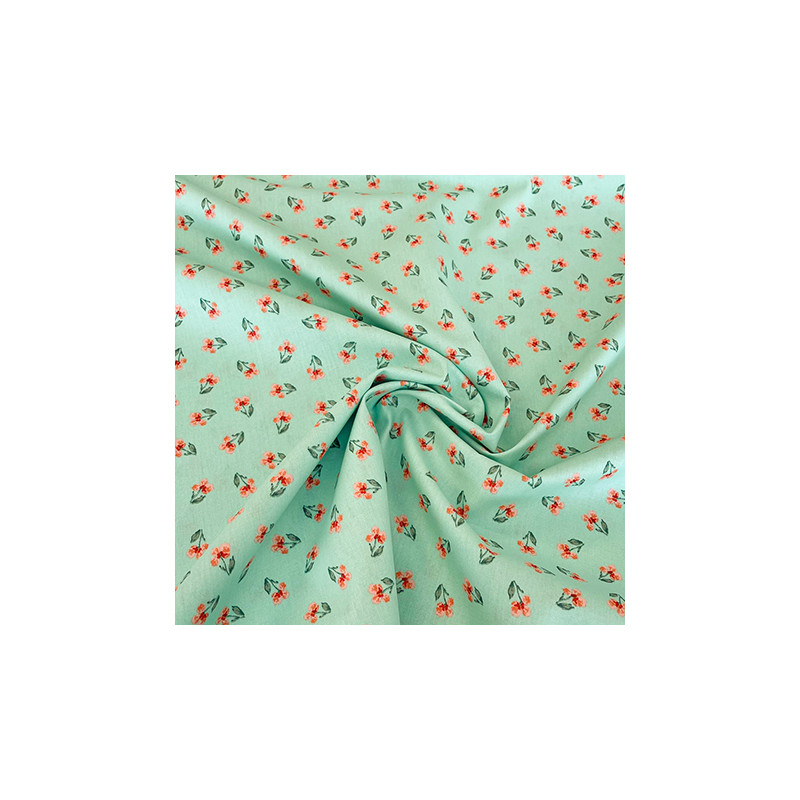 Organic Cotton - Flowers mint