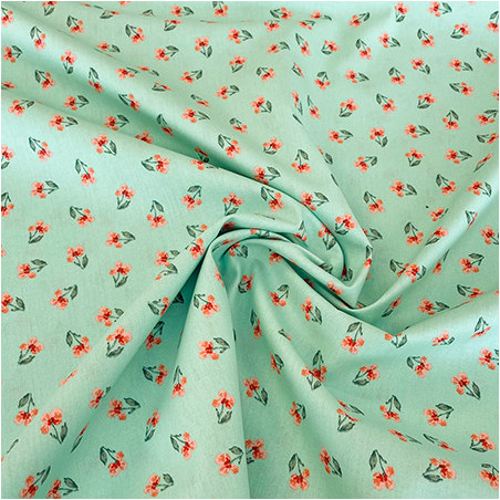 Bio- coton tissé - Fleurs de menthe