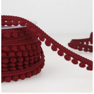 Pompom border - 6mm burgundy (st72)