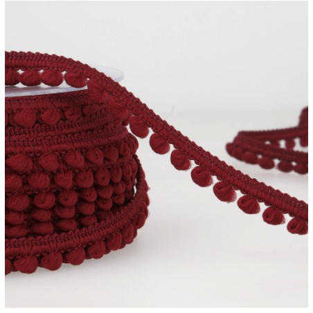 Pompom border - 6mm burgundy (st72)