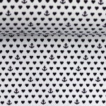 Cotton - Kiel hearts and anchors white