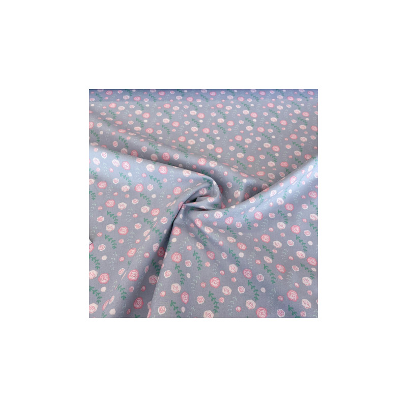 Cotton - Ballerina Swan & Roses roses light grey