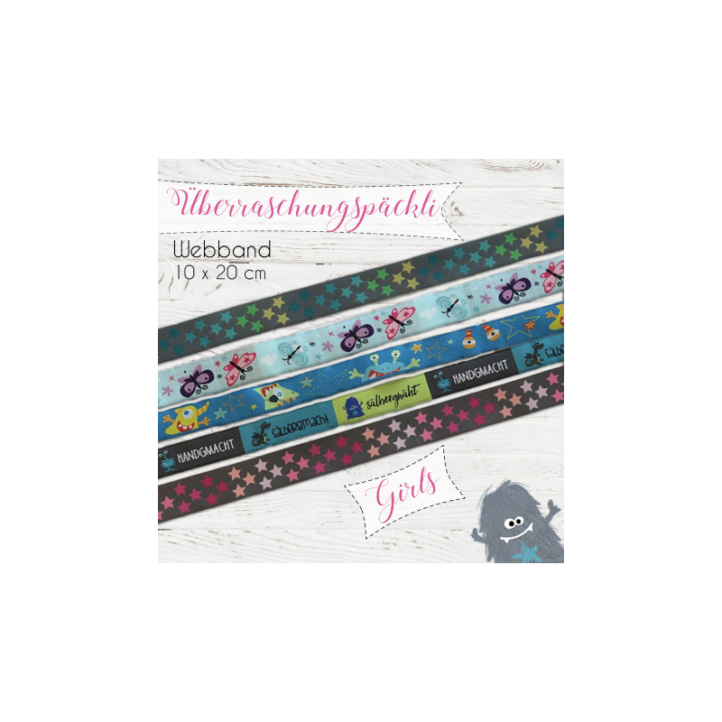Surprise package woven ribbon 10 x 20cm Girls