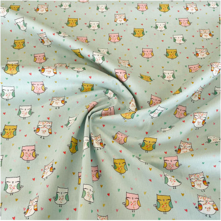 Cotton - Lovely Glitter Owl light mint