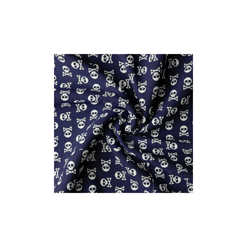 Woven Cotton - Skulls navy