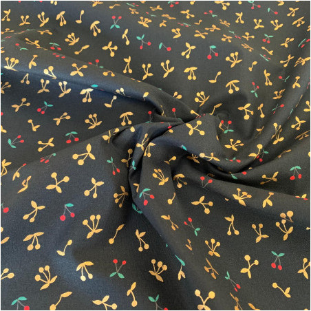 Cotton - Kokka Simply Gold Cherries Black
