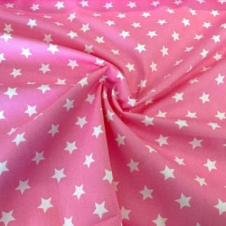 coton tissé - Étoiles rose clair (H)