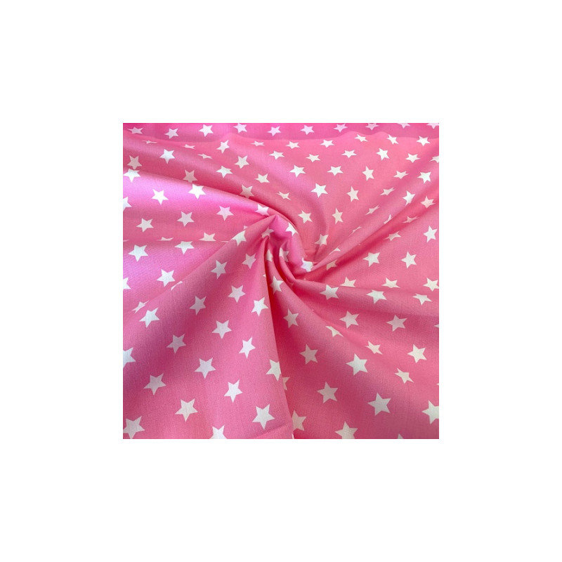 coton tissé - Étoiles rose clair (H)