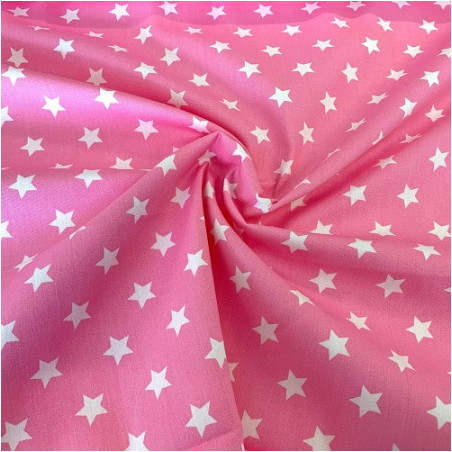 coton tissé - Étoiles rose clair (H)