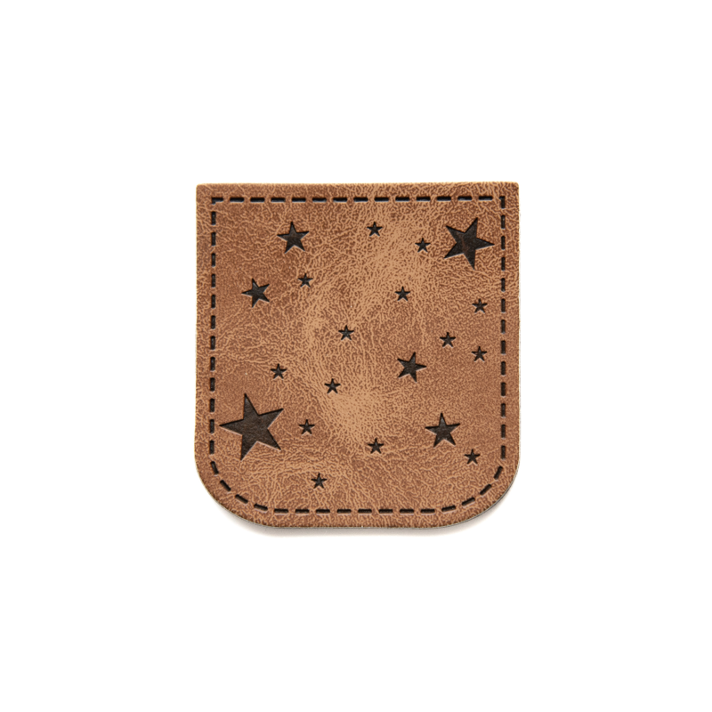 XXL synthetic leather label - cording stars