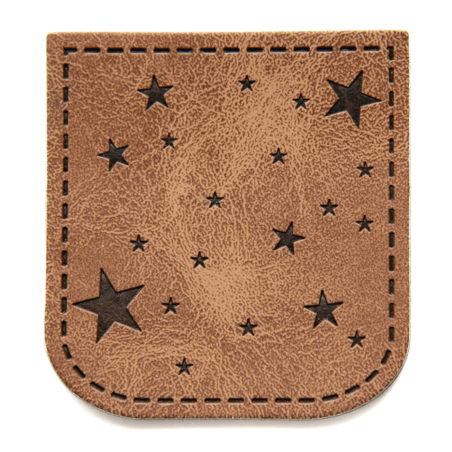 XXL synthetic leather label - cording stars