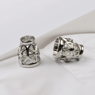Cord end - metal waterdrop ornaments large silver