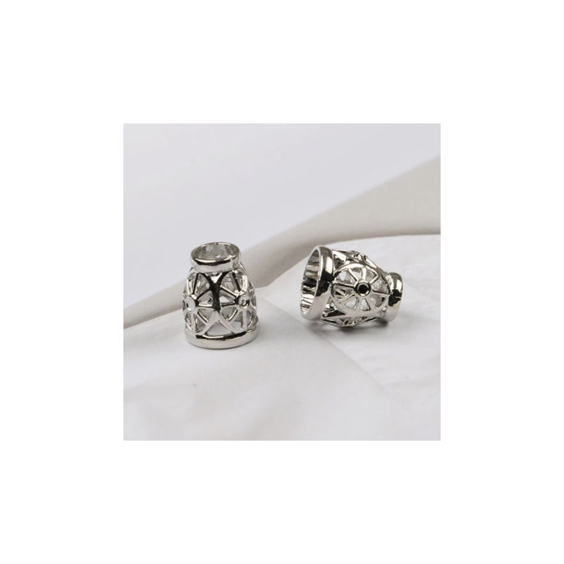 Cord end - metal waterdrop ornaments large silver