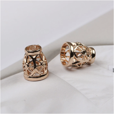 Cord end - metal waterdrop ornaments large gold