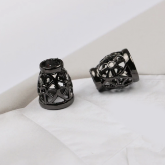 Cord end - metal Waterdrop ornaments small gunmetal