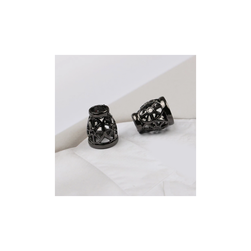 Cord end - metal Waterdrop ornaments small gunmetal