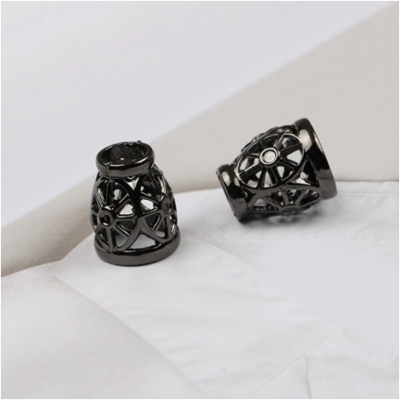 Cord end - metal Waterdrop ornaments small gunmetal